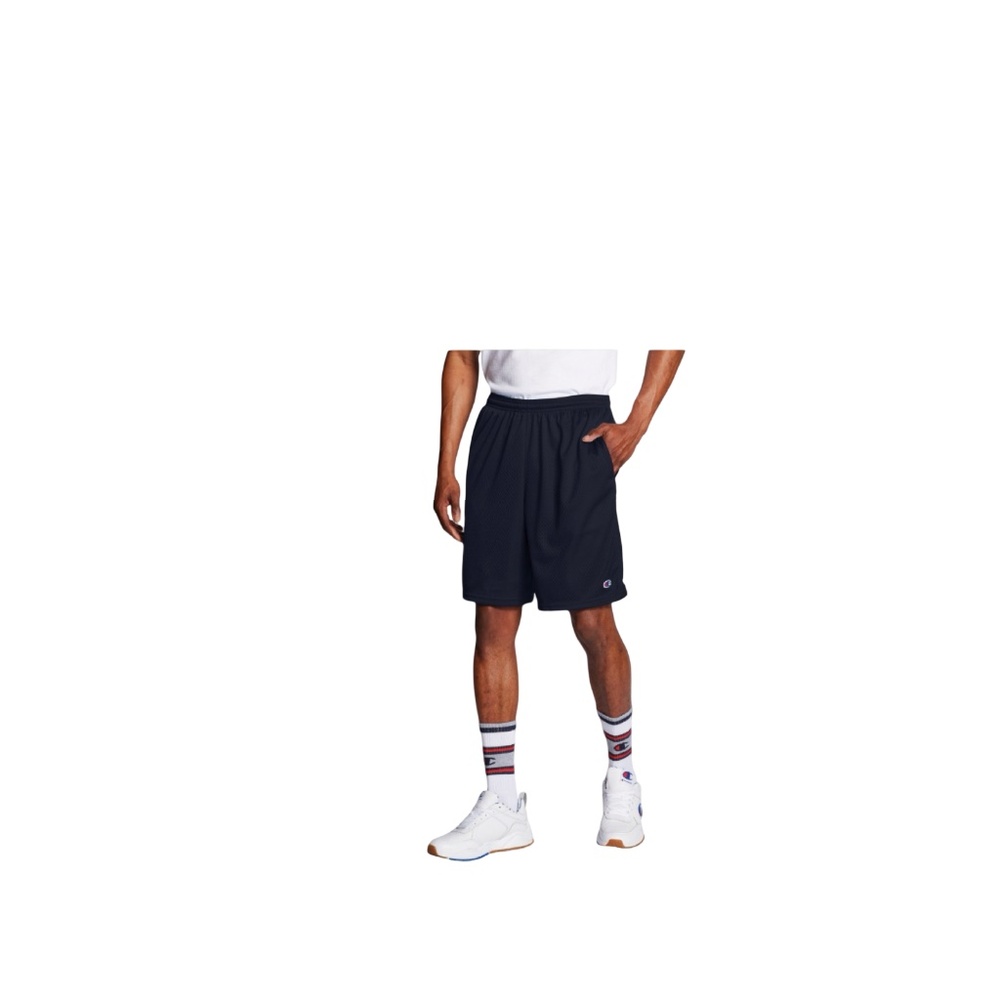Champion Mens Pocketed Solid Mesh Active Shorts In Navy Size S